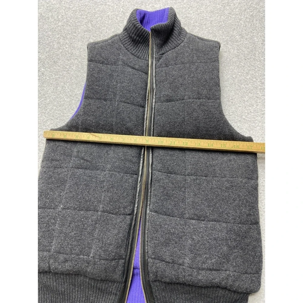 Tory Burch Vest Womens XS Gray Wool Cashmere Quilted Puffer Zip